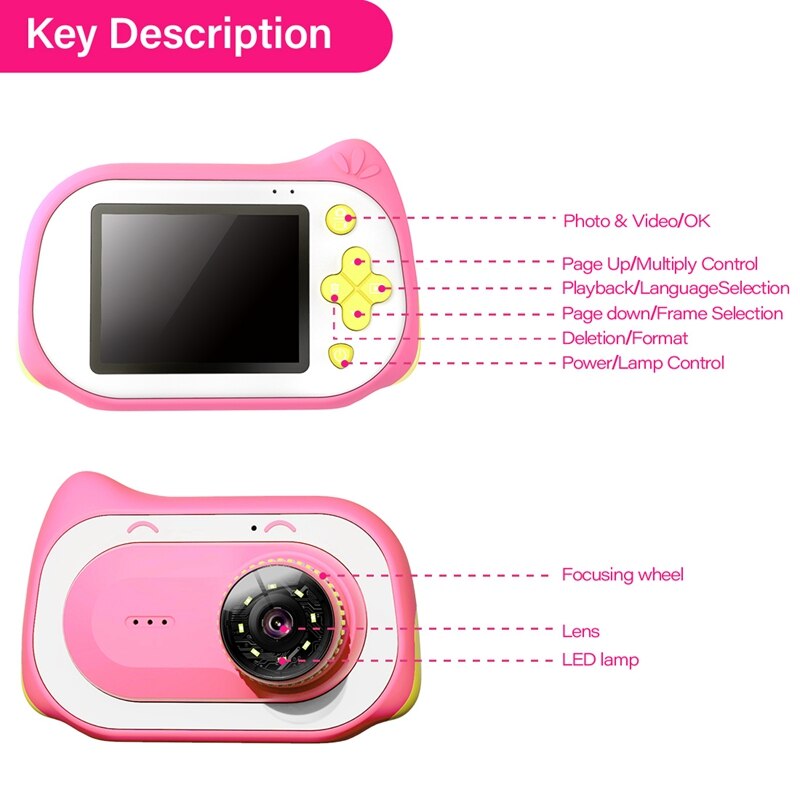 Kids Digital Camera Children Educational Microscope Portable Magnifying Glass Macro Camera HD Screen