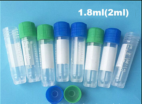 500 stks/partij 1.8 ml (2 ml) plastic cryogene flacon Laboratorium gevriesdroogde buis Cryogene Flesjes met silicagel pakking
