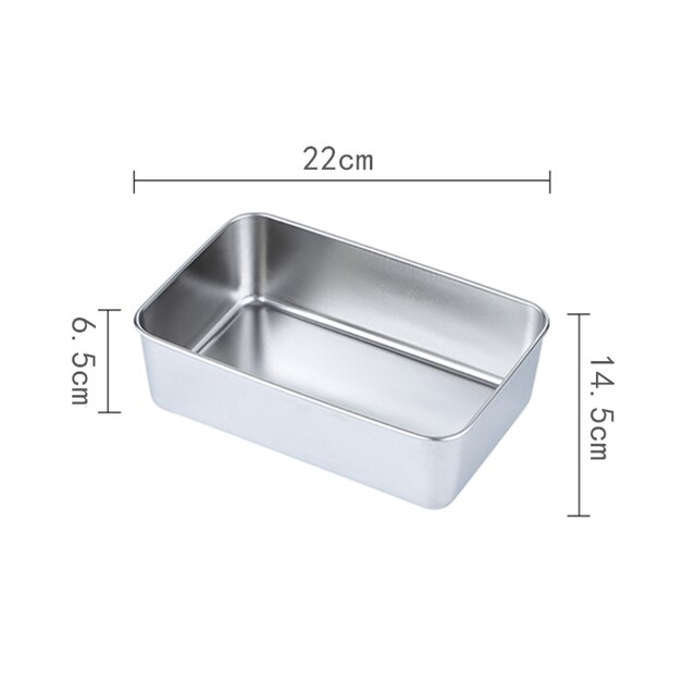 Narrow-Sided Rectangular Plate 304 Stainless Steel Deepened Flat-Bottomed Steamed Cake Pan Baking Pan Cooked Food Tray With Lid: E