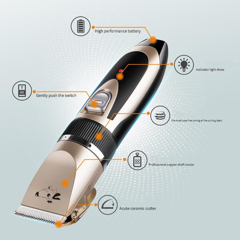 Elektrisk kæledyrshårklipper hund dame barbermaskine hårklipper støjsvag kæledyrsklipper+ klinge usb ladestik pleje hårtrimmer
