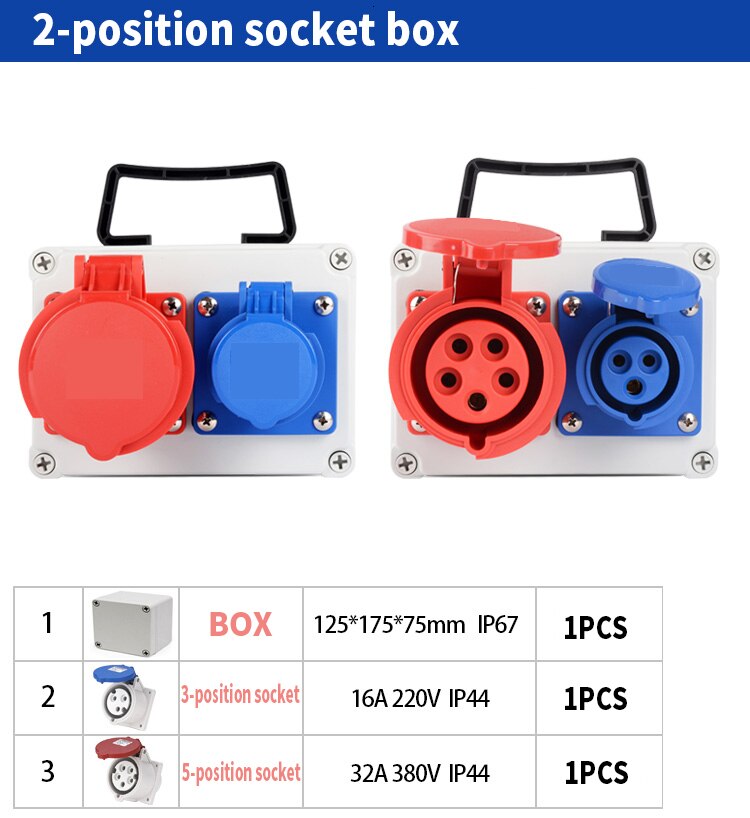 Industry Socket Distribution Box Portable Plastic Group Combine 16a 63a Waterproof Control Box 380v 220v Outdoor: 3
