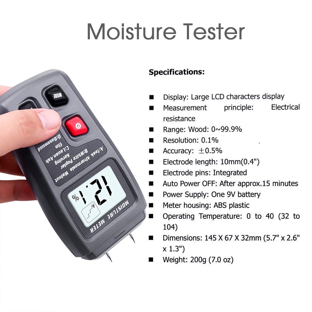 Digital Wood Water Moisture Meter Tester Tools Timber Hygrometer 0~99.9% Wood Moisture Meter