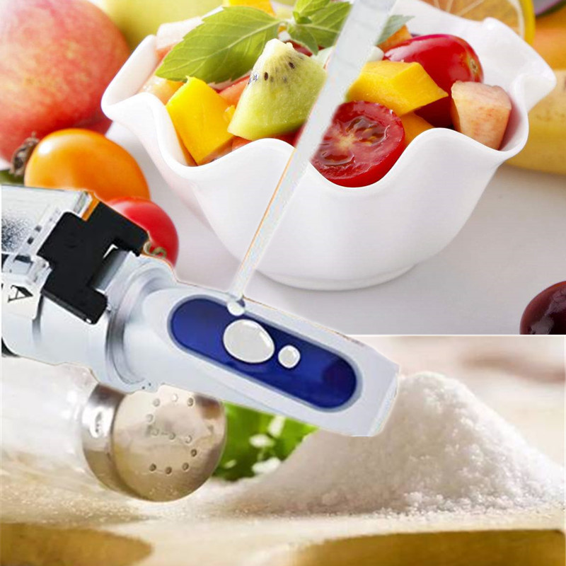 Handheld Refractometer 2 in 1 food Salinity Refractometer 0-28% and Sugar Concentration Meter Densimeter 0-32% Refractometer
