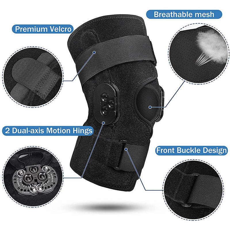 Hinged Knee Brace Adjustable Pain Arthritis ACL PCL Meniscus Tear Knee Support with Side Stabilizers of Locking Dials for Knee