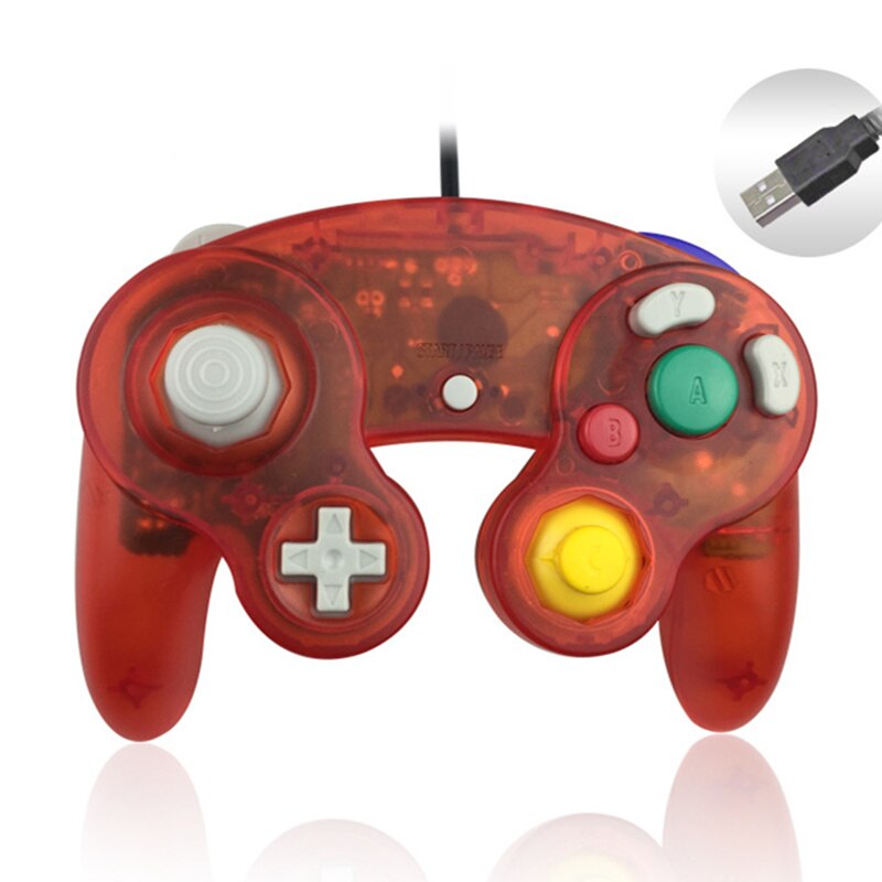 PC USB Bedrade Controller Joypad Joystick Voor Nintendo Gamepads Voor NGC GC Voor MAC Computer Gamepad Voor Gamecube: Clear red