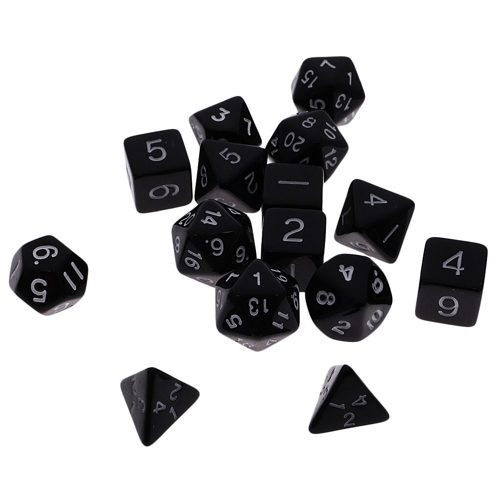 Acrylic Multi Sided Dice Games D&D RPG Game Board Game Party w/ Bag Black