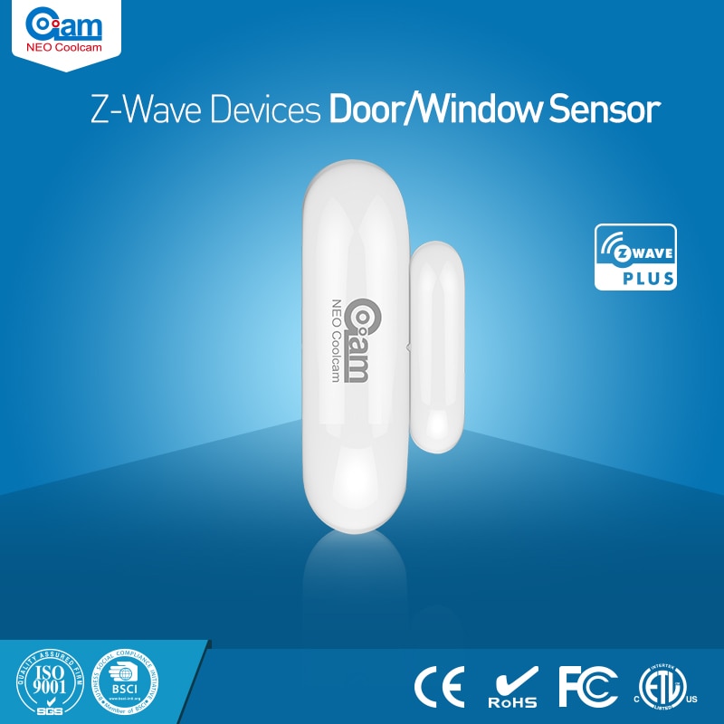 Coolcam-Sensor de ventana de puerta NEO NAS-DS01Z z-wave, Compatible con la serie z-wave 300 500, alarma de Sensor de puerta con cerradura magnética