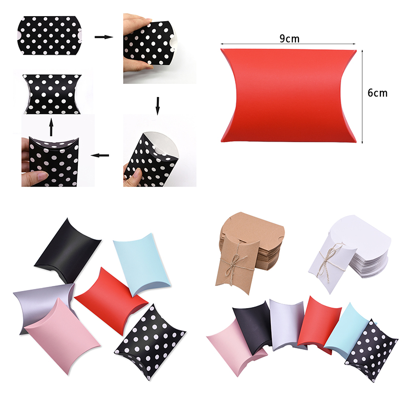 Caixa de presente de papel em forma de travesseiro, caixa para doces, acessórios de fornecimento, caixa de presente de decoração de festa de casamento, 20 peças
