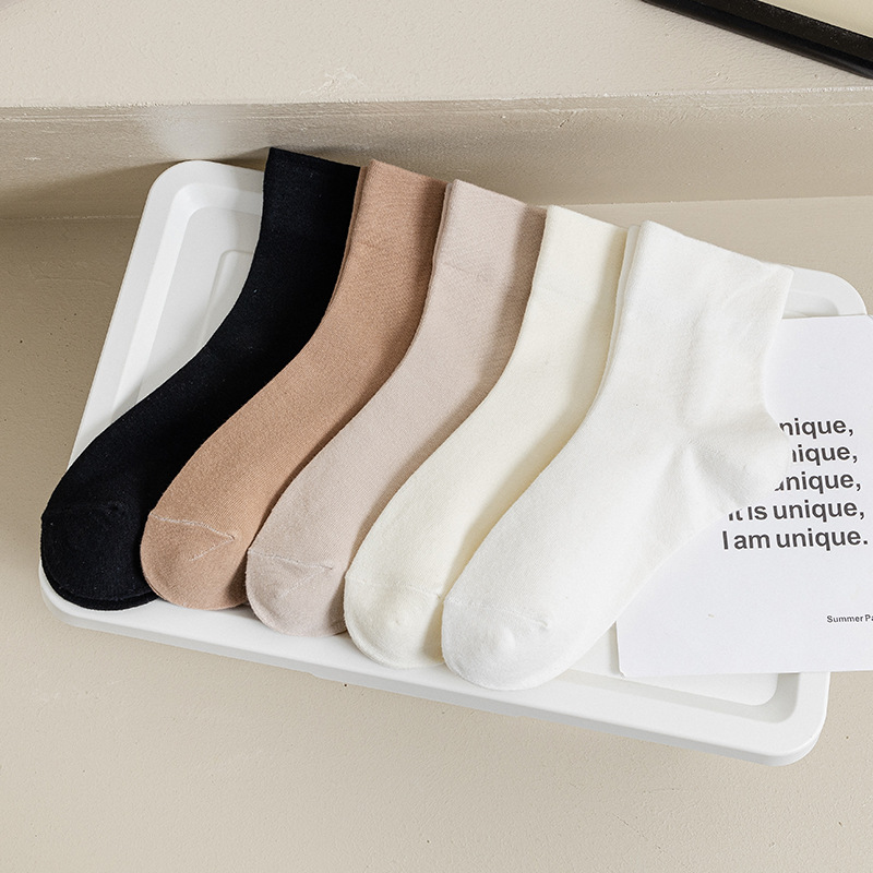 Women's Crew Socks Spring Japanese Style Breathable Casual Short Socks For Women Ladies Plain Socks Thin