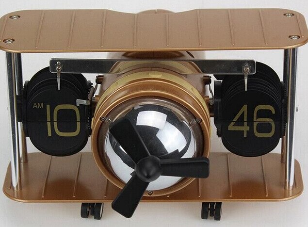 Europejski styl cichy automatyczny zegar robić obracania stron samolot w kształcie myśliwca strona-zegar obrotowy zegar pokojowy