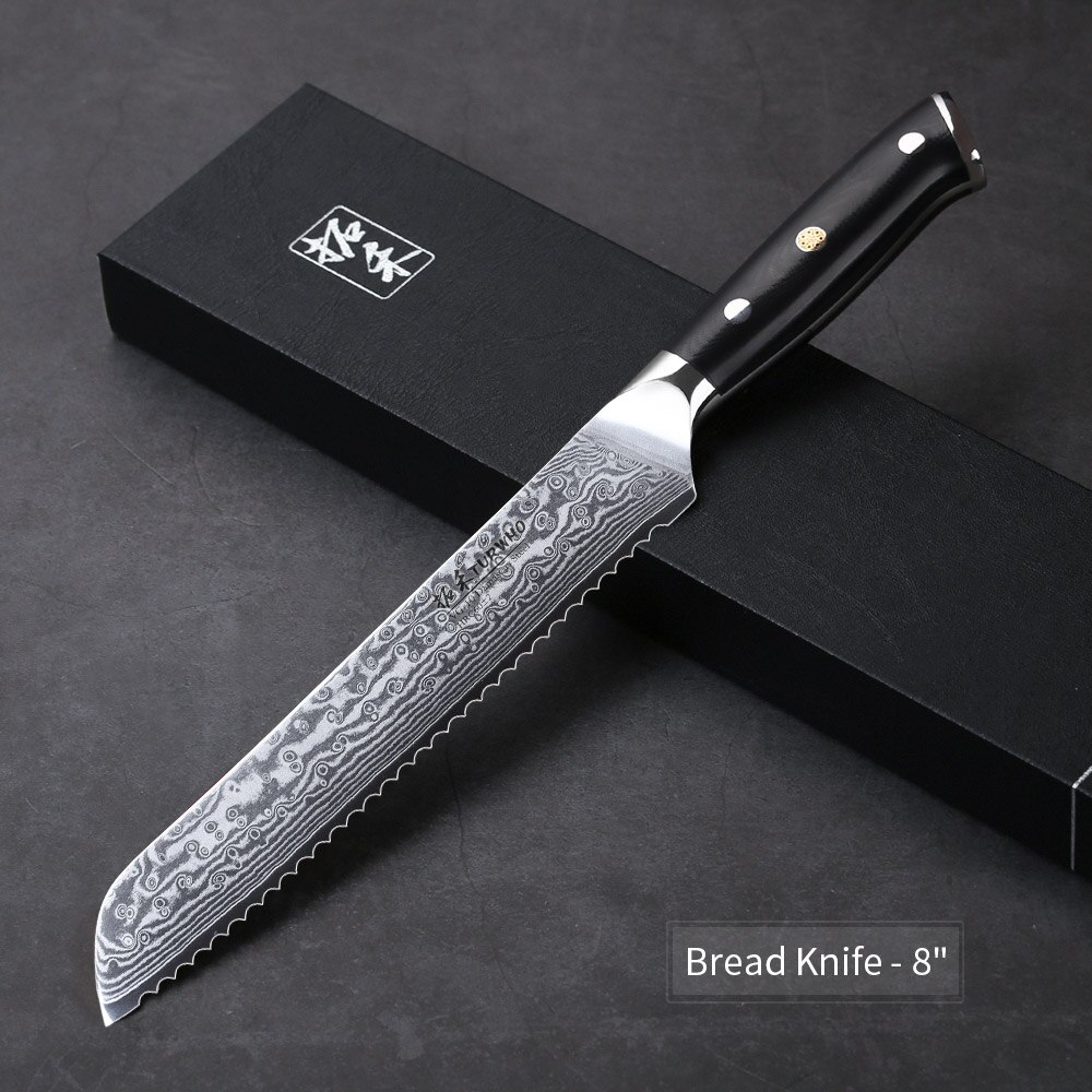 TURWHO Chef Knife 8 inch Gyutou Japanese Damascus Steel Kitchen Knives Blade Very Sharp Cooking