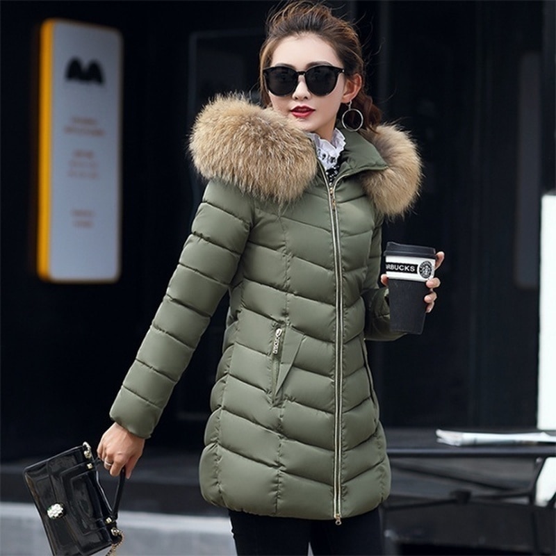 ZOGAA Brand Winter Long Jacket Women Big Fur Hooded Long Parkas Female Thick Warm Jacket Coat Solid Slim Zipper Overcoat Outwear