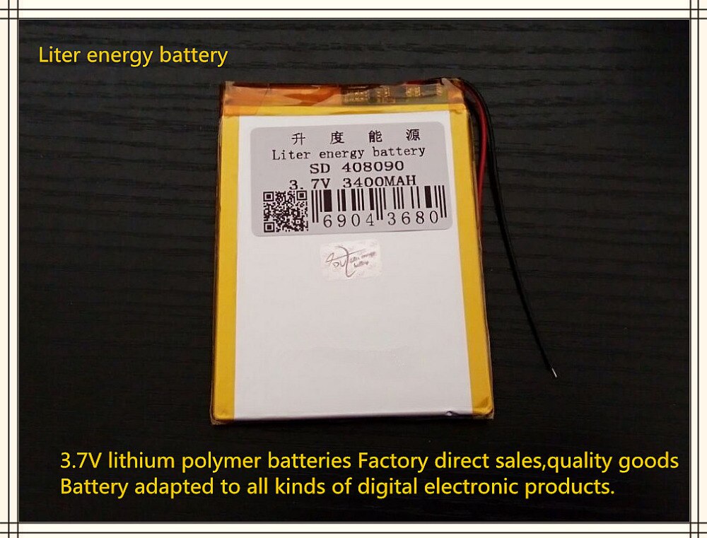 Beste batterij Maat 408090 3.7 V 3400 mah lithium-polymeer Batterij met Bescherming Boord Voor PDA Tablet PCs Digitale producten Fr