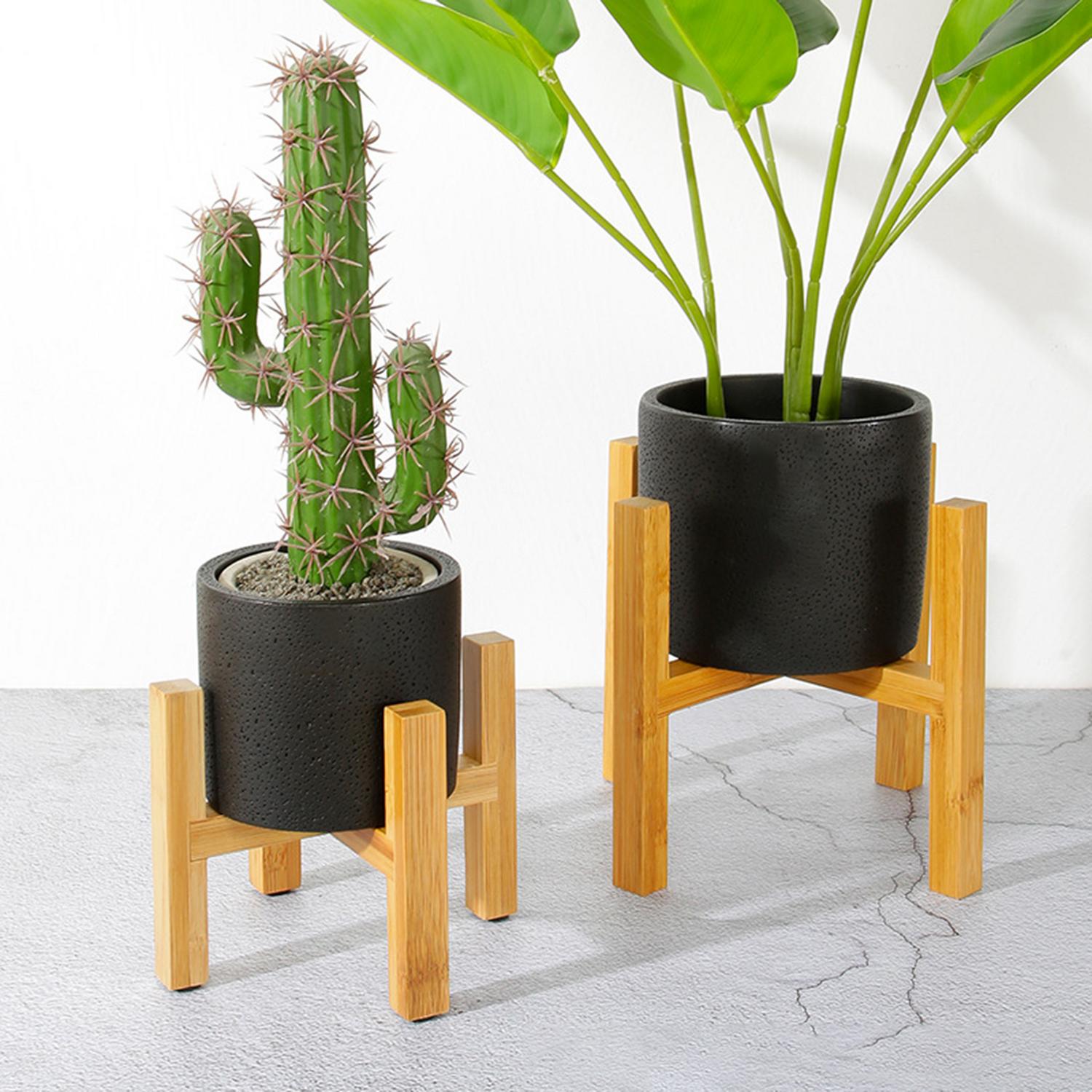Soporte de madera para plantas, maceta de flor duradera para decoración del hogar, soporte para flores de cuatro patas, estante de madera, maceta flexible