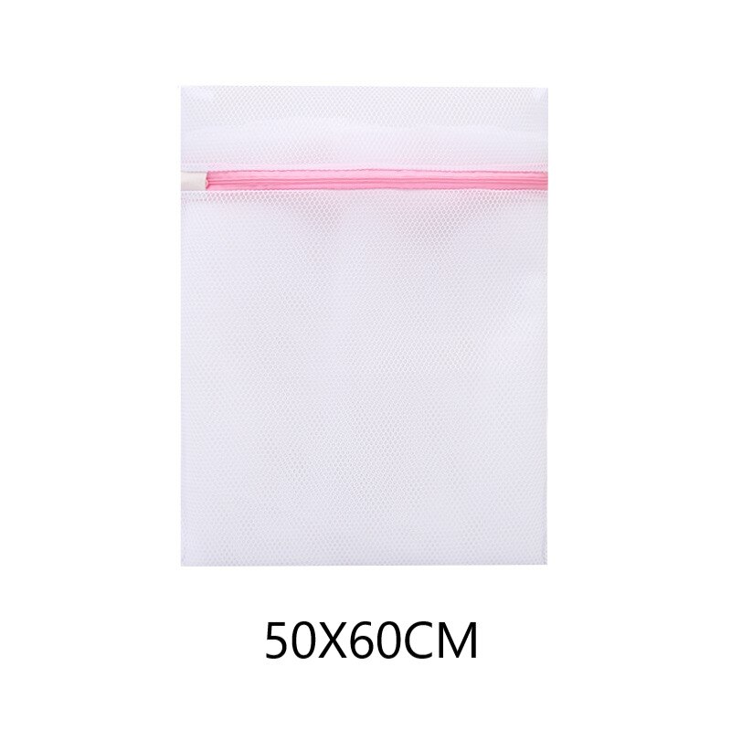 5 Sizes Mesh Laundry Wash Bags With Zip Clothes Organizer for Household Washing Machines Polyester Laundry Basket Container Net: 50x60cm