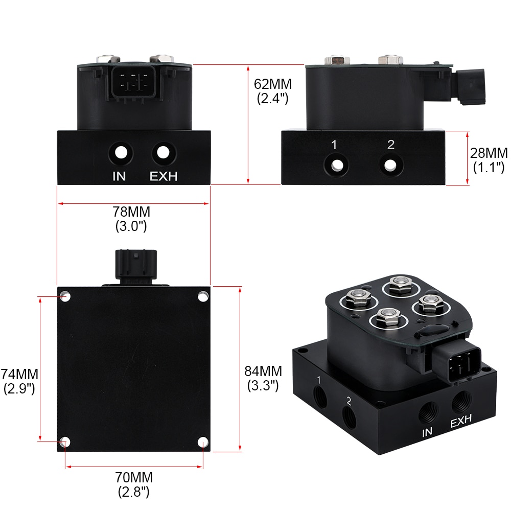 Auto/motorcycle 12V Solenoid Valve Air ride Suspension manifold valve (0-200psi) Control Air Bag Suspension
