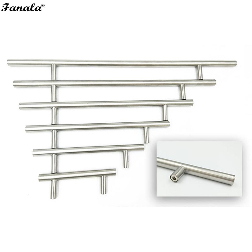 Stainless Steel Brushed Hollow T-handle Cabinet Door Handles Screws Drawer Rod Shape Pull Hardware Silver