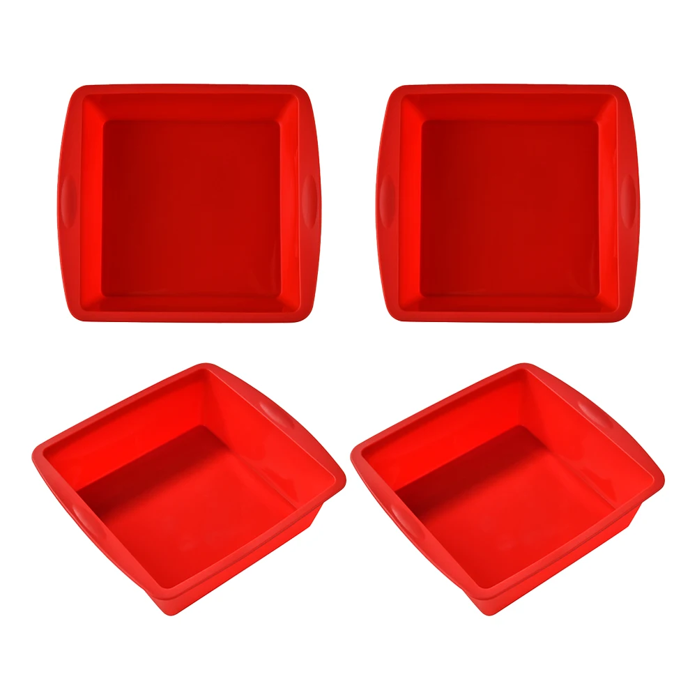 1/4Pcs Silicone Square Cake Plate Non-Stick Brownie Pot with Anti-Slip Handle Oven and Air Fryer Safe Perfect for Baking Cakes