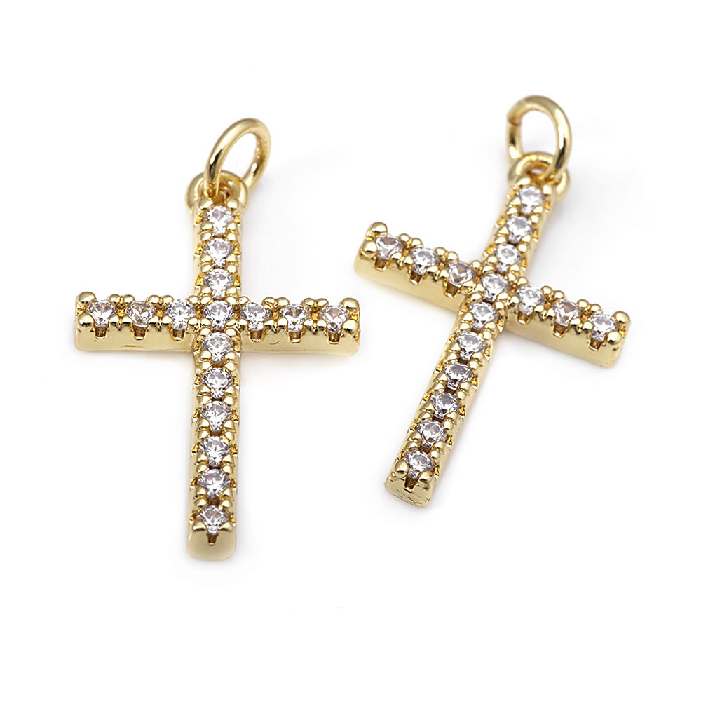 4 stk. messing zirkon kors halskæder charms vedhæng tilbehør smykkefremstillingsmaterialer rosediy officiel hjemmeside