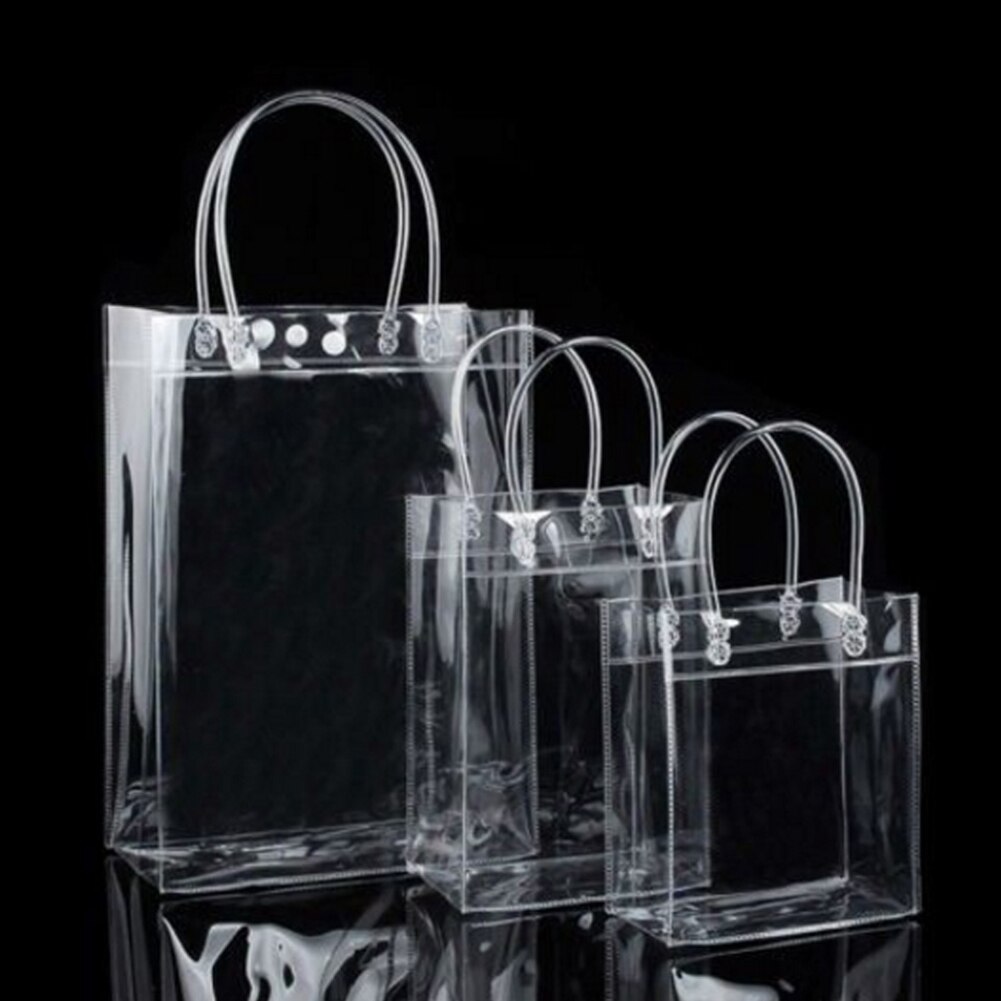1 ud. Bolsas de mano transparentes DIY bolsa de compra transparente de PVC con cerrojo bolso Casual bolsas de almacenamiento de bolsas de de 5 tamaños