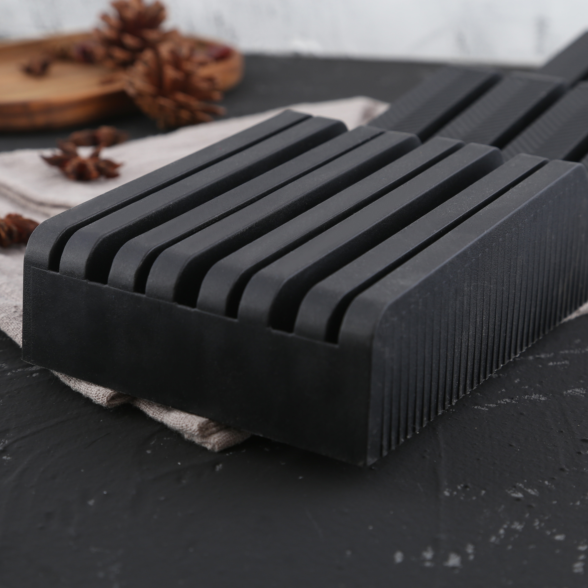 Kitchen Knife Holder Drawer Plastic 2pcs/set Knife Stand Holder Storage Shelf Drawer Tool Kitchen Accessories Knives Organizer