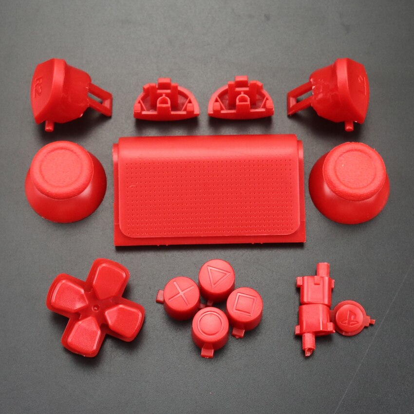 YuXi Full Set Joysticks Dpad R1 L1 R2 L2 Direction Key ABXY Buttons jds 040 jds-040 For Sony PS4 Pro Slim Controller: Red