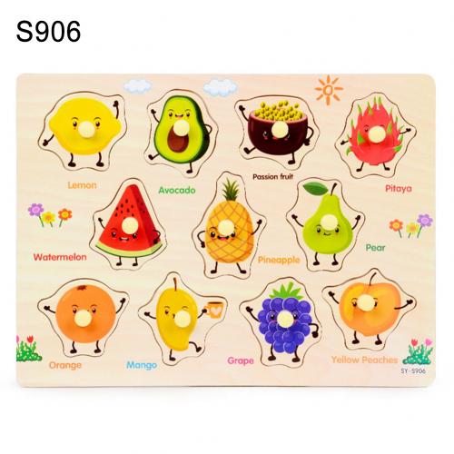 Animal Number Fruit Animal Wooden Puzzle Pairing Board Development Kids Toy Kids Educational Toys for Children: S906