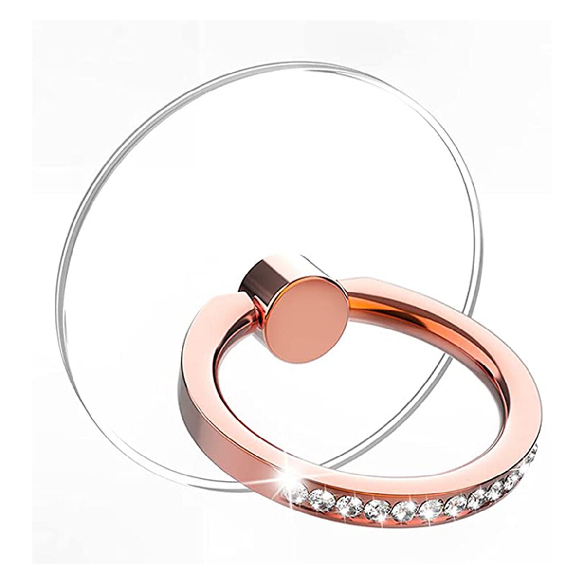 Diamentowy uchwyt na telefon komórkowy stojak przezroczysty uchwyt na palce wyczyść 360 ° stopni obrót Kickstand kompatybilny iphone: rose gold