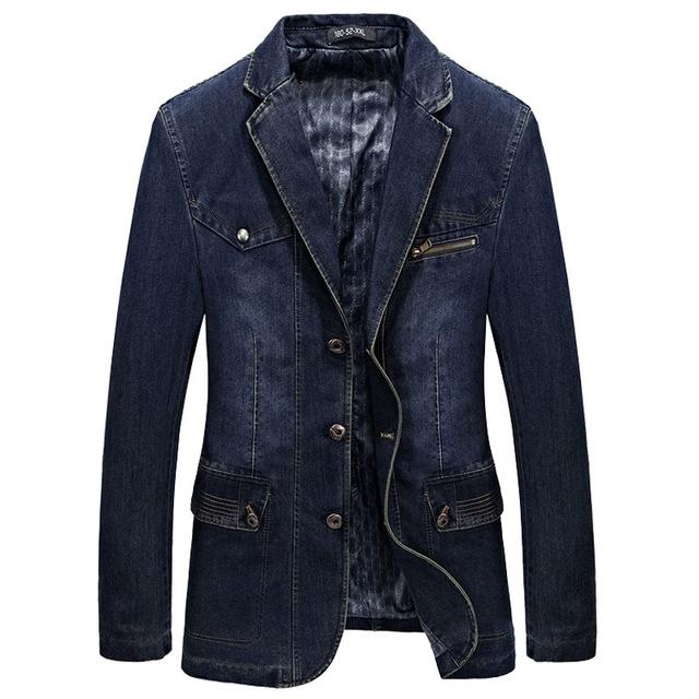 rand Men Denim lazer Jacket Spring Cotton Casual Suit Jackets Male Slim Fat Coat lazer Men lazer Masculino 3XL F805: Blue / XXXL