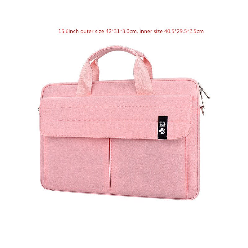 Maletcase3/14,1/15,6 pulgadas para hombre y mujer, bolsa para portátil, bolso de hombro cruzado a prueba de golpes, impermeable, para viaje, oficina, bolsita de negocios: A pink XL