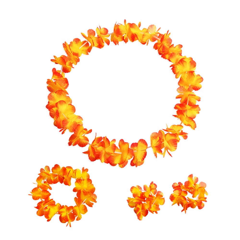 Guirnalda de flores Tropical de Luau Hawaiano, flores de Lei Hawaiano para fiestas, recuerdos de cabello, collar Decorativo de hawaiana # 0e: orange 