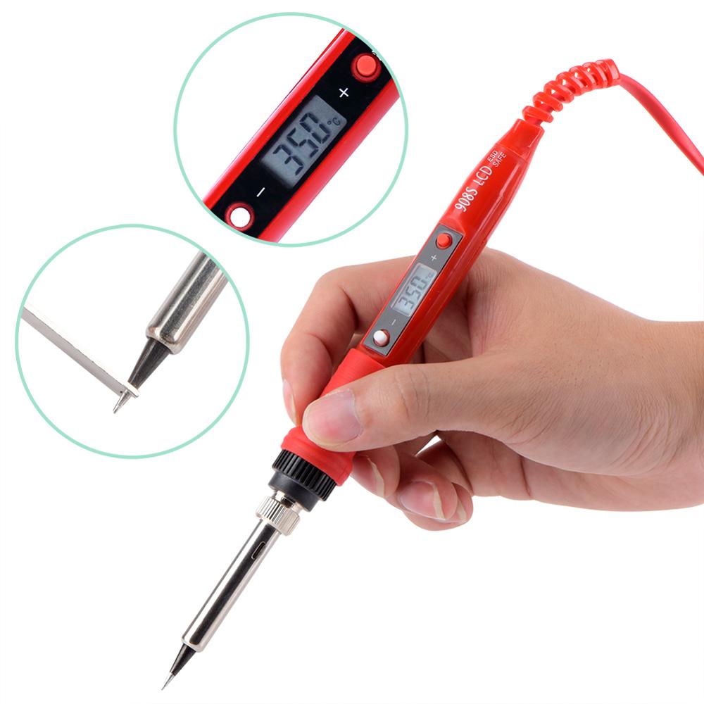 JCD 908S Electric Soldering Iron Kit Portable LCD Digital Adjustable Temperature PCB BGA Soldering Iron Solder for Home DIY