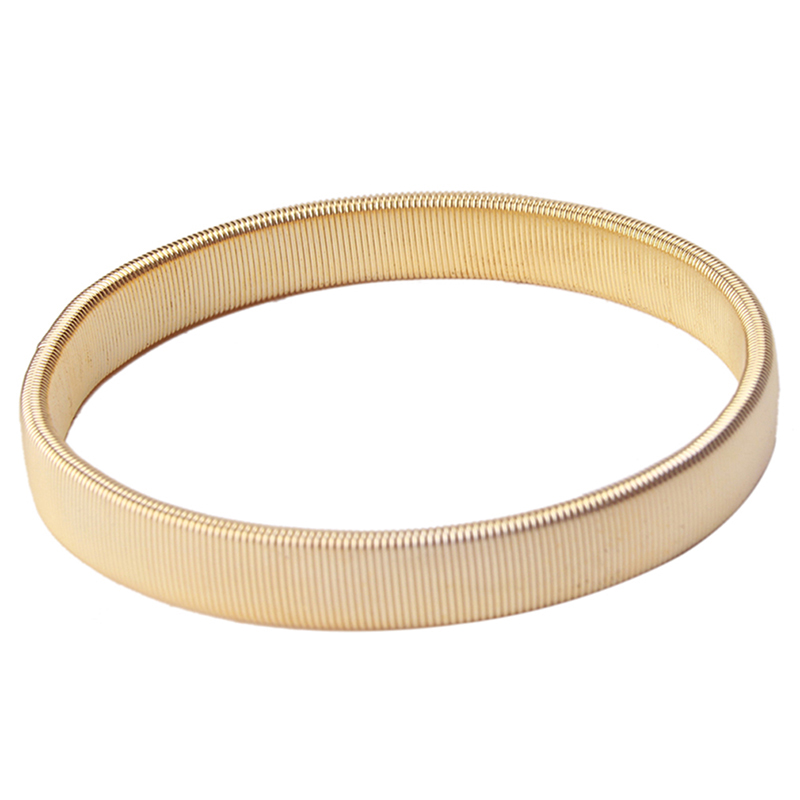 1pc Unisex Punk solido braccialetto elastico manica in metallo cerchio molle filo d'acciaio bracciale bracciale perimetro 26cm