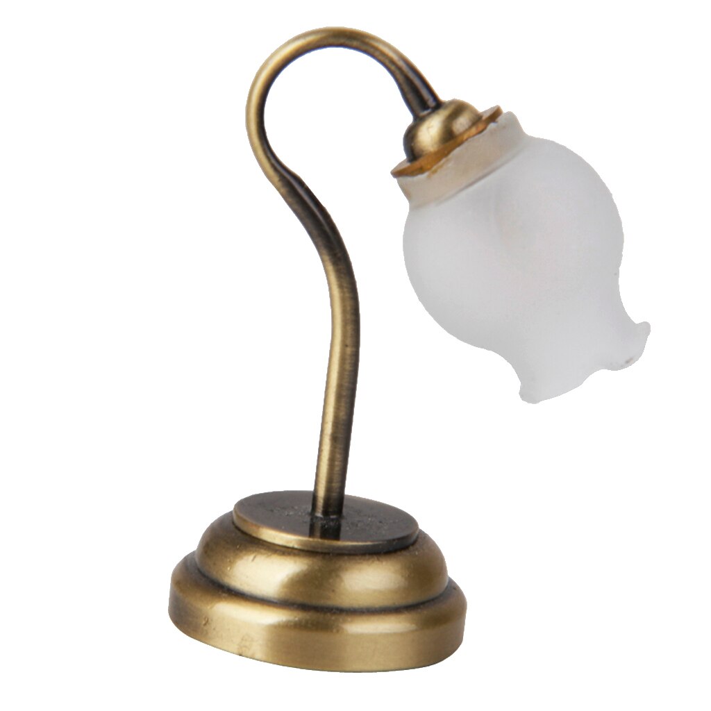 Vintage Doll House Miniature LED Working Tulip Table Lamp Light 1/12 Scale