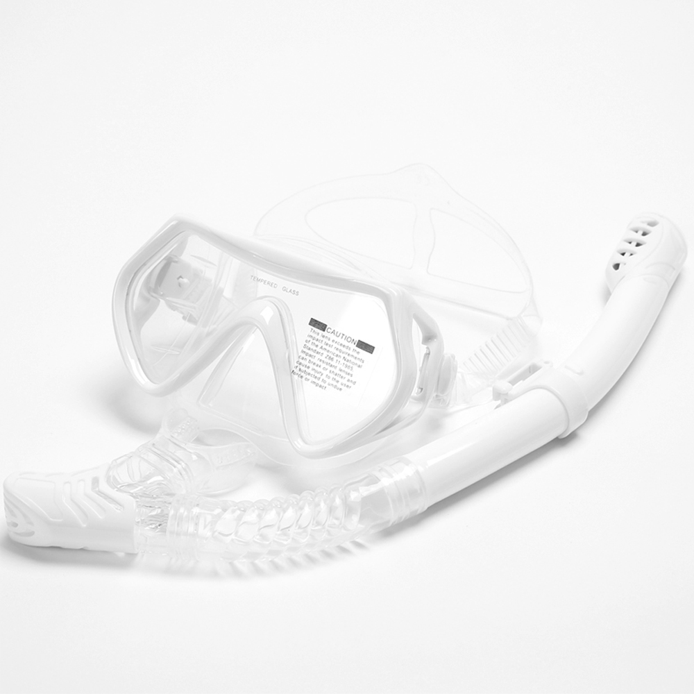 Máscara de buceo para adultos, gafas antiniebla de silicona, equipo de pesca para piscina, 10 colores, novedad: White Set