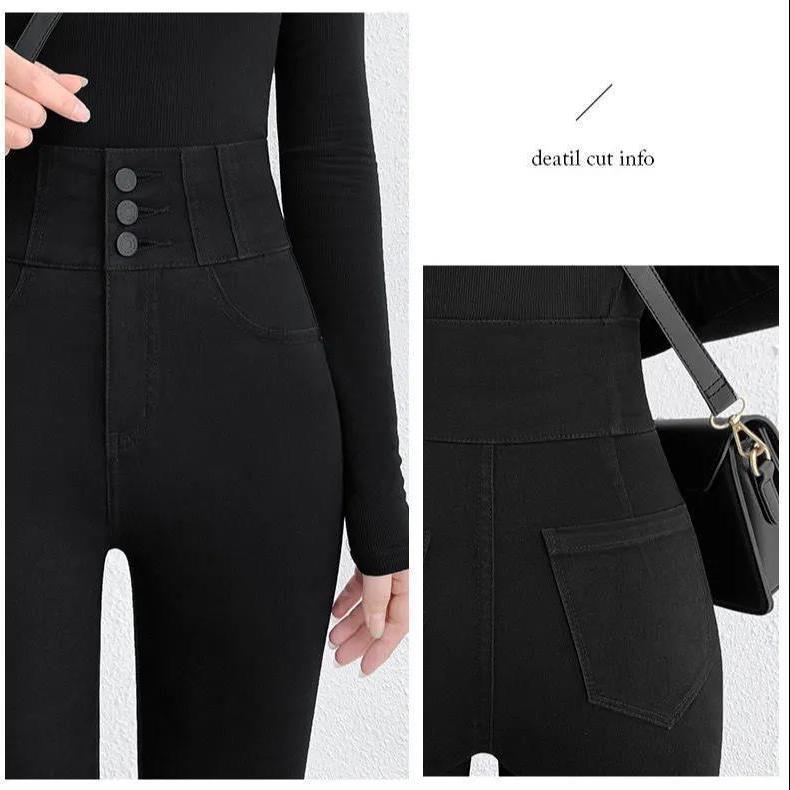 Mallas negras ajustadas de cintura alta para mujer, Leggings elásticos ajustados de felpa, otoño e invierno,