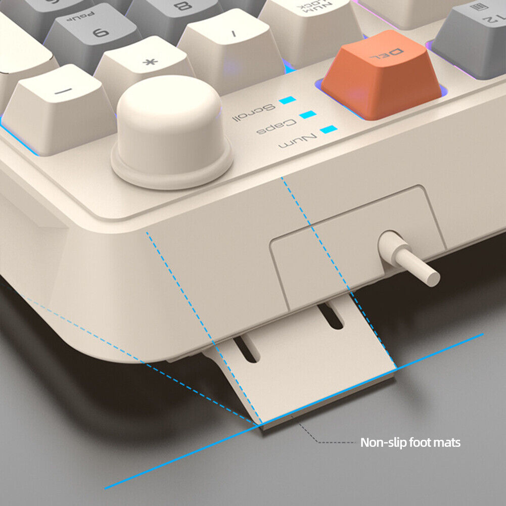 Klawiatura mechaniczna przewodowa 94 klawisze, mysz, trzy kolory podświetlenia, regulowany wspornik, niezależna regulacja głośności, do gier i biura.