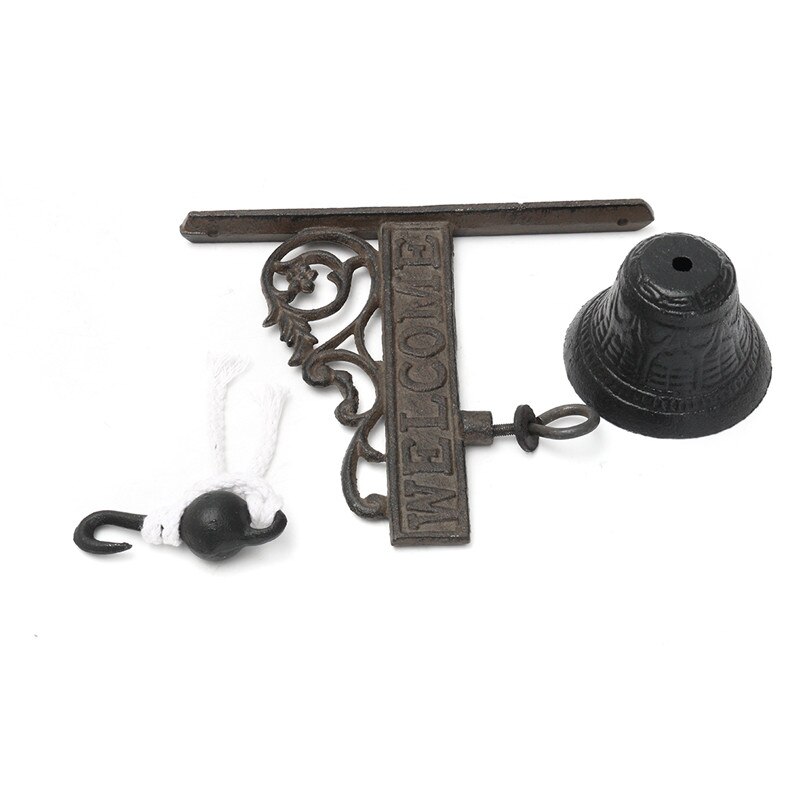 Timbre de Puerta de Hierro y Metal para decoración del jardín, estilo nórdico Vintage, marrón, montado en la pared, de bienvenida, inalámbrico