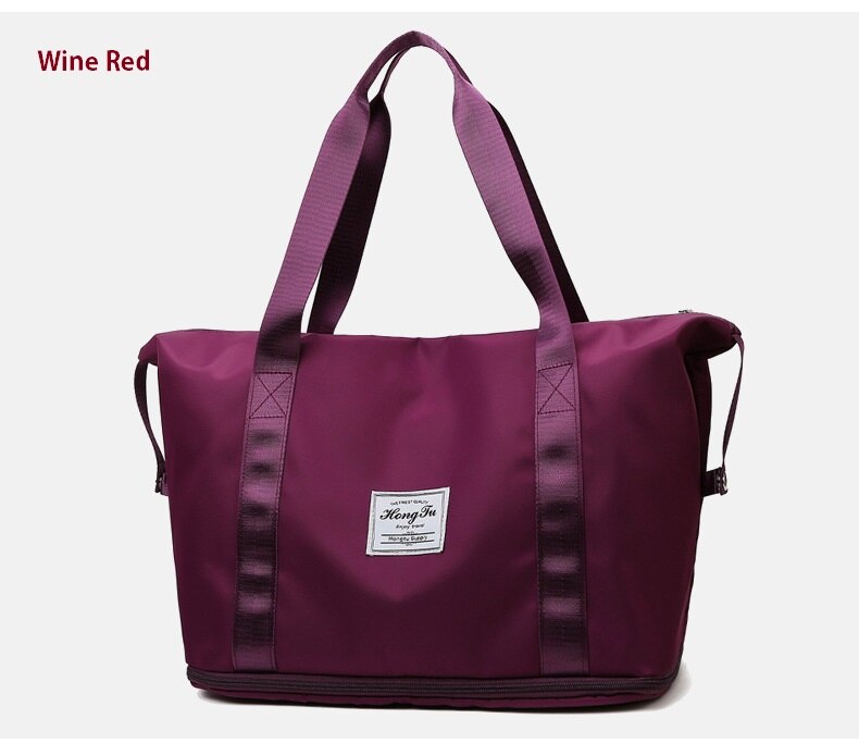 Große Kapazität Reisetasche für Frauen Wasserdichte Oxford Handtasche Doppel Schicht Outdoor Fitness Yoga Taschen Freizeit Sport Geldbörse: Wine red