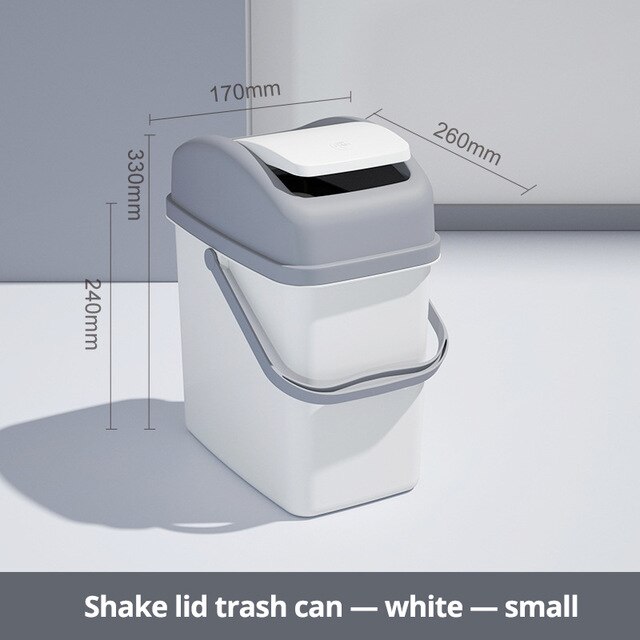 Konco Trash Can with Lid,Waste Bin with Swing-top Lid,Plastic Swing Lid Trash Bin for Bathroom Kitchen and Office: Shake lid S