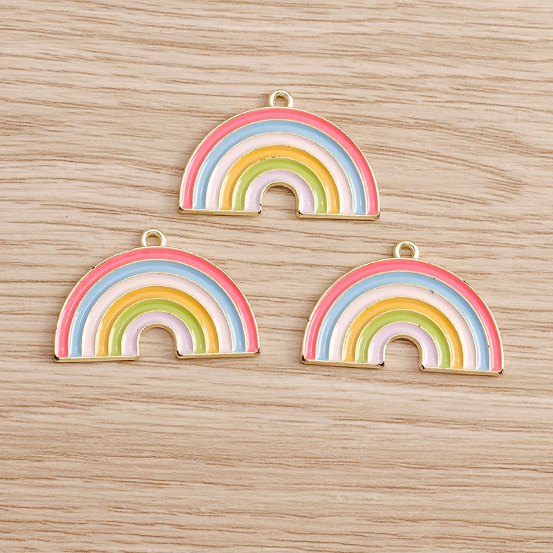 10 stücke 30*19mm Bunte Regenbogen Reize Anhänger für Schmuck Machen Paar Emaille DIY Charme Handgemachte Halsketten Ohrringe basteln: Stil 2