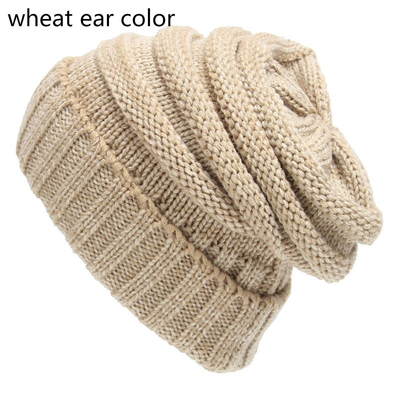 Q Keep Warm Knitted Hat 1Pcs Woman Bonnet 21*21CM Cap Multipurpose Autumn Winter Accessories Winter Essential Hats: wheat ear color