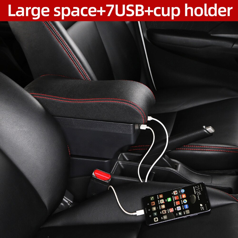 for Opel Astra H Armrest Box car leather arm rest car-styling center console decoration automobile interior: 7USB red thread