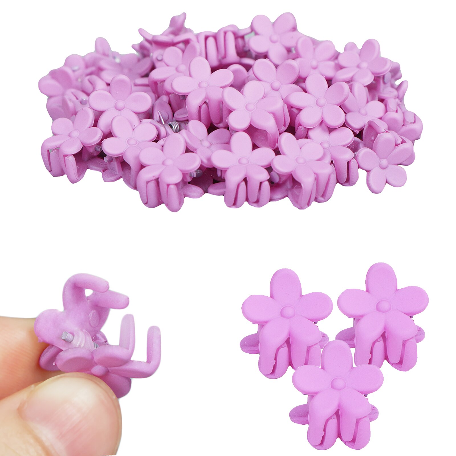 10 Pcs/Set Baby Girls Mini Hair Jaw Clip Cute Candy Pink Mixed Color Flower Hair Claw Children Hairpin Hair Accessories