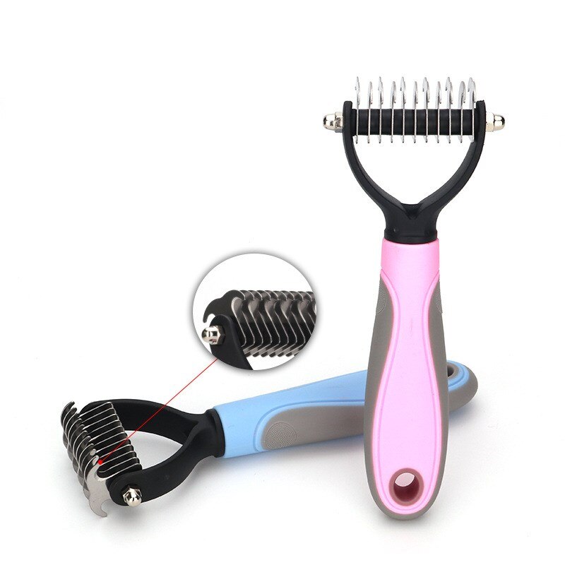 Pet Hair Removal Comb Dog Cat Detangler Fur Trimming Dematting Deshedding Brush Grooming Tool for Matted Long Hair Pet Grooming