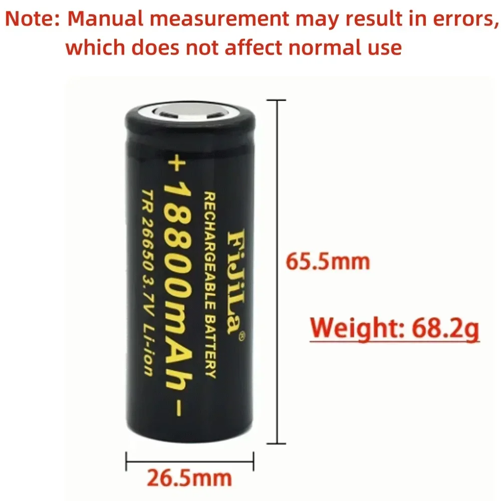 26650 3.7V 18800mAh Batteria ad alta capacità 26650 50A Batteria ricaricabile agli ioni di litio per torcia giocattolo + caricabatterie