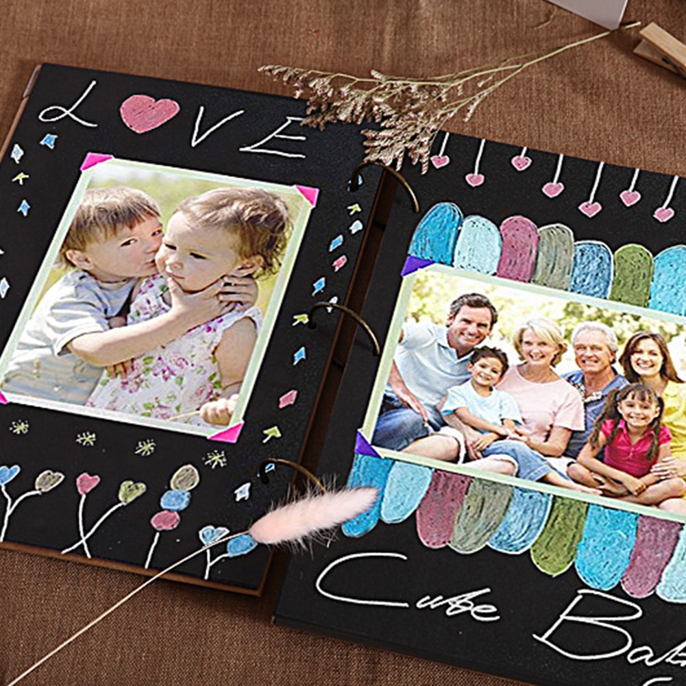 30 Pages Loose-Leaf DIY Scrapbook Blank Cover Anniversary Graffiti Wedding Photo Album Cowhide Paper Travel Journal Collection