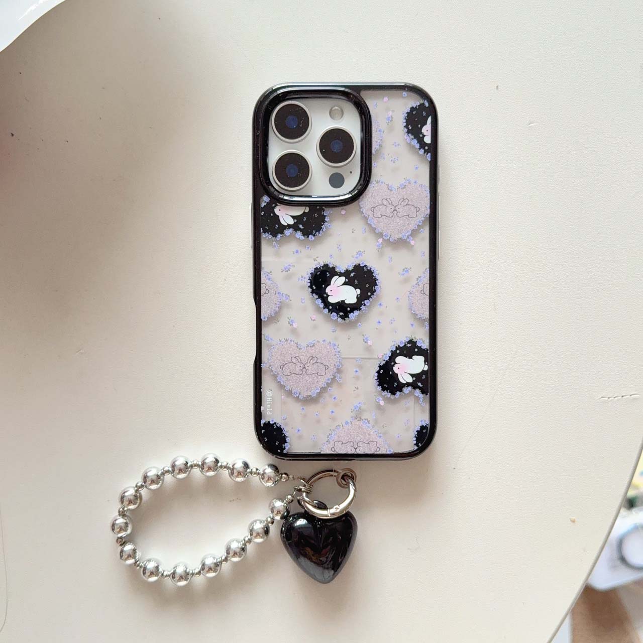 Liebe Kaninchen niedlichen Hasen Blumenschutz Rückseite für iPhone 15 16 Profi Max 13 14 Profi Max Karikatur Handyhülle Anhänger Capa: Beige / Iphone 16