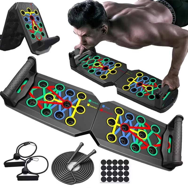 Draagbare multifunctionele push-up board fitness- en spiertrainingsapparatuur thuistrainingsinstellingen opvouwbare stretchoefeningen