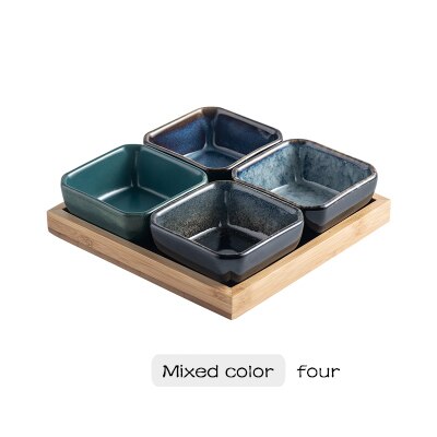 ceramic grid fruit plate snack plate serving platter Japanese small dish with tray Home desktop dried fruit snack tray: K